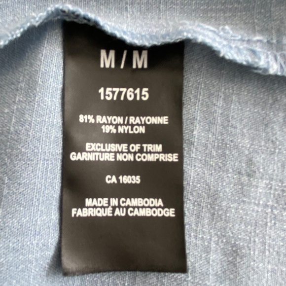 RAYCHEL Roy linen look v-neck tunic length short sleeve top in blue - Picture 4 of 7